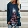 thumbnail image 6 of SDNall Womens Plus Size Christmas Tops Long Sleeves Floral Casual Shirts Solid Pullover Loose Tunic Tops Christmas Tree Print Round Neck Long Dleeve Blouse Holiday Shirts (Navy, Sizes S-XXL), 6 of 9