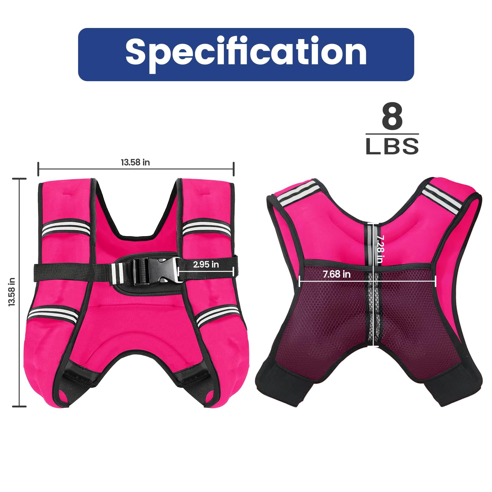 8lb Pink Weighted Vest for Workout Strength Running Fitness