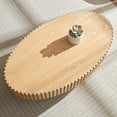 thumbnail image 4 of Williamspace Oval Coffee Table, 43.7"x24.8" Modern Handcraft Relief Wood Coffee Table Side Table Accent End Table Center Table for Living Room Apartment Bedroom, Oak, 4 of 9