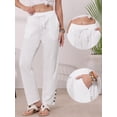 thumbnail image 2 of DARING DIVA Women's Casual High Waist Cotton Long Pants Small White, 2 of 6