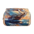 thumbnail image 2 of Goofa Sailing Ship Ocean Sunset Pattern Double Layer Pen Pencil Case, Protective Large Capacity Storage Organizer Pen Pouch, Office College Supplies for Teens Adults, 2 of 7