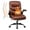 Brown, variant on Primy Compact PU Leather Office Chair - Ergonomic Adjustable Height Computer Desk Chair with Flip-Up Armrests, Mid-Back Executive Swivel Chair on Wheels for Small Spaces & Petite Users, Black