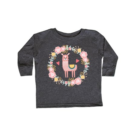 

Inktastic Llama Rose Flower Wreath Gift Toddler Toddler Girl Long Sleeve T-Shirt