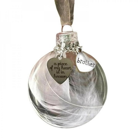 

Clearance!Clear Christmas Memorial Ornament Feather Ball A Piece of My Heart is in Heaven Christmas Tree Memorial Hanging Pendant Gift for Mom Dad Son Daughter Sister Brother Grandma Grandpa