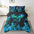 thumbnail image 3 of Manfei Blue Gothic Skull Bedding Twin Size, Horror Halloween Bed Set, Teens Boys Girls Reversible Bedding Sets Twin Size, Breathable Bedroom Decor, 7pcs, 3 of 7