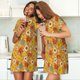 thumbnail image 4 of Fotbe Daisy maple fall Bata de Dormir para Mujer con Estampado, Camisón de Algodón de Manga Corta, Ropa de Dormir Casual, 4 of 6