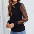 thumbnail image 6 of ZVNAΖH Womens Mesh Sheer Long Sleeve Layering Top Mock Neck Lace Floral Blouses Casual Business Spring Fall Outfits, 6 of 6