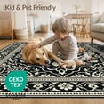 thumbnail image 4 of ODIKA 9'x12' Washable Area Rug Non-Shedding, Easy Care Scroll With Vintage Southwestern Border Motifs Oriental Boho Floral Playful for Master Suite, California King, Under Bed, 4 of 7