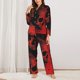 thumbnail image 2 of Fotbe Red And Black Abstract Skull Conjunto de Pijama de Manga Larga para Mujer con Estampado, Ropa de Dormir de 2 Piezas, Conjunto de Casa Suave y Cómodo con Bolsillos-X-Large, 2 of 7