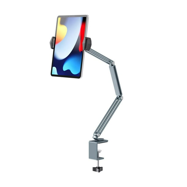 Soporte para teléfono de tableta para escritorio de cama Soporte de abrazadera perezoso de brazo largo flexible Gris