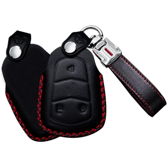 Key Fob Cover Compatible with Cadillac ATS CT6 Escalade SRX XT5 XTS Keychain Case Holder Protector,3 Button Black