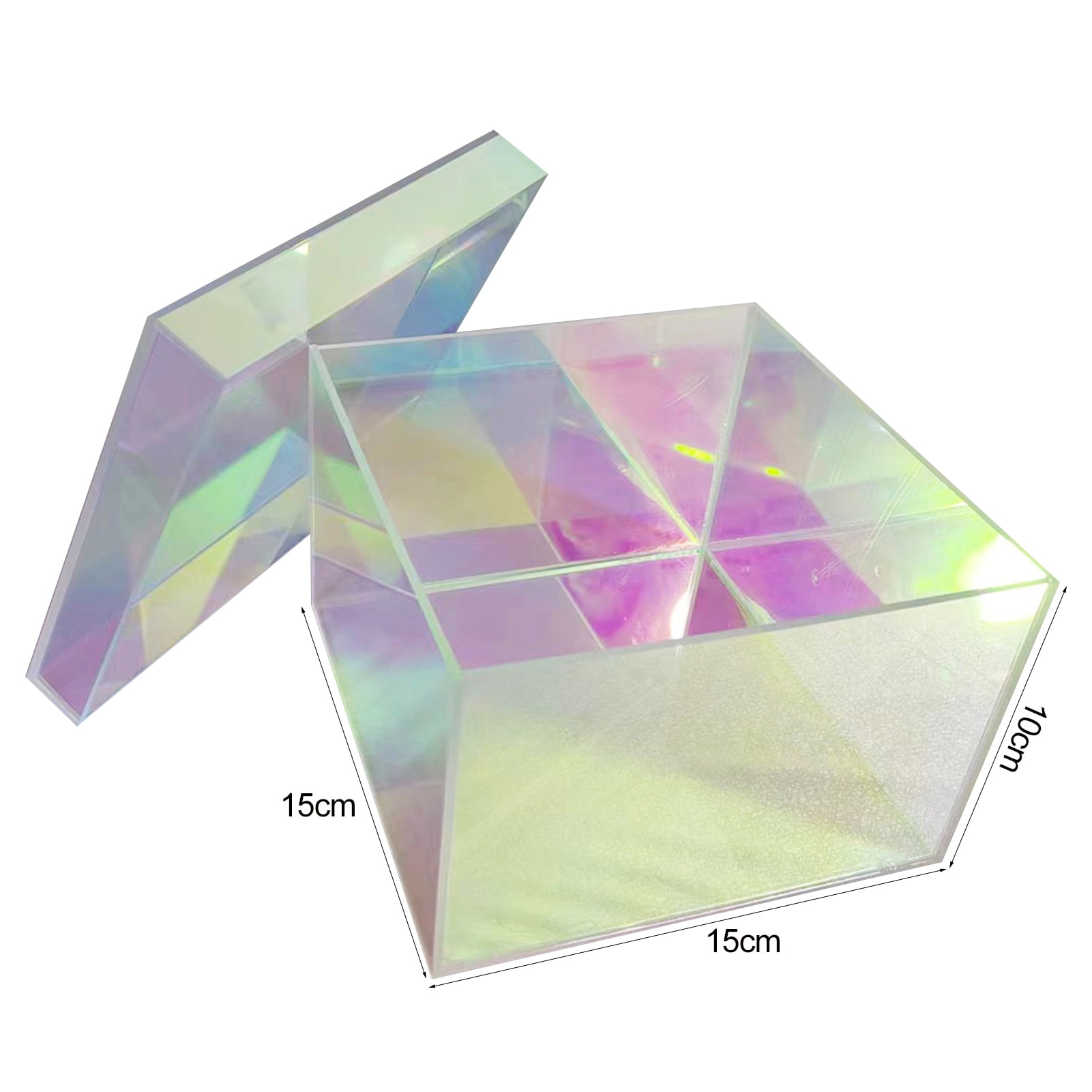 JANGSLNG Iridescent Acrylic Storage Box with Hollow Handle Heavy Duty Multi-functional Large Capacity Desktop Makeup Tray Basket Organizer Tissue Holder