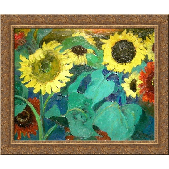 Sunflowers 24x20 Gold Ornate Wood Framed Canvas Art by Nolde, Emil