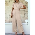 thumbnail image 7 of DOKOTOO Womens Jumpsuits Overalls Wide Leg Dressy Jumpsuit Tie Waisted Short Sleeve Long Rompers with Pockets, 7 of 7