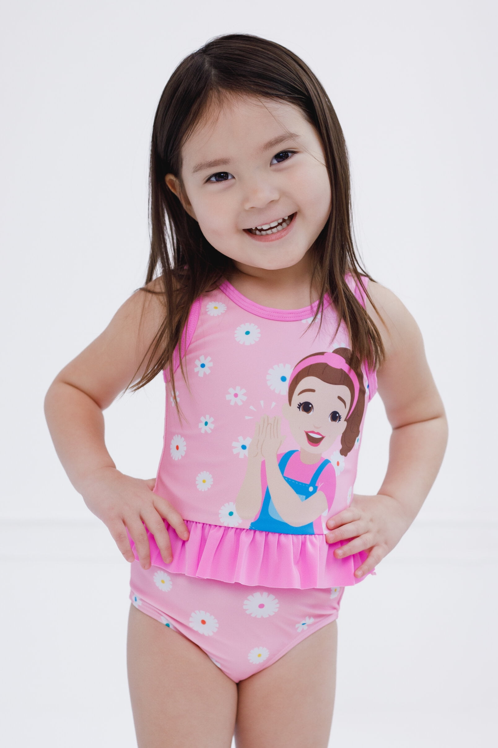Ms. Rachel UPF 50+ Peplum Tankini Top and Bikini Bottom Swim Set Infant to Little Kid