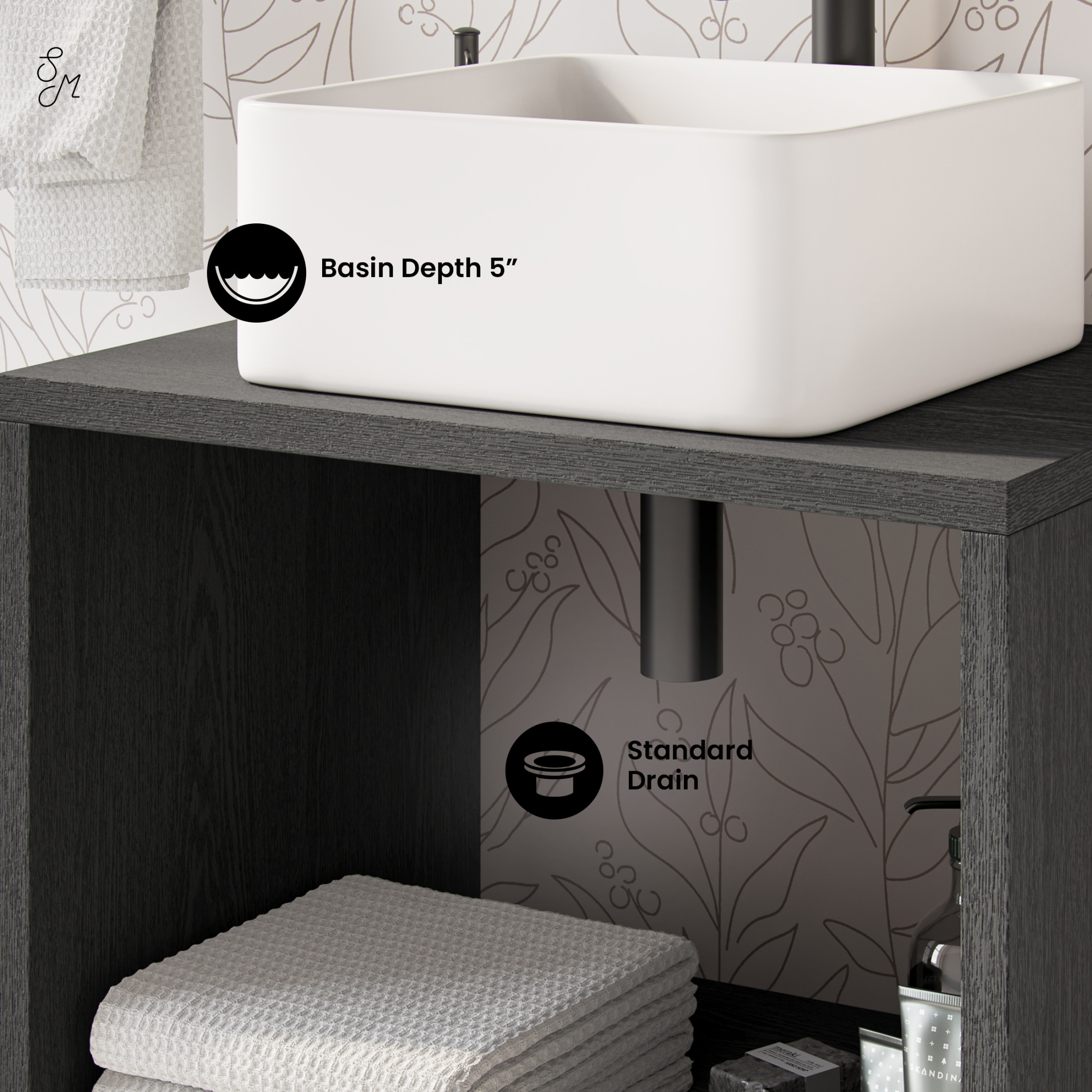 Concorde 24'' Wall-Hung Vanity In Black