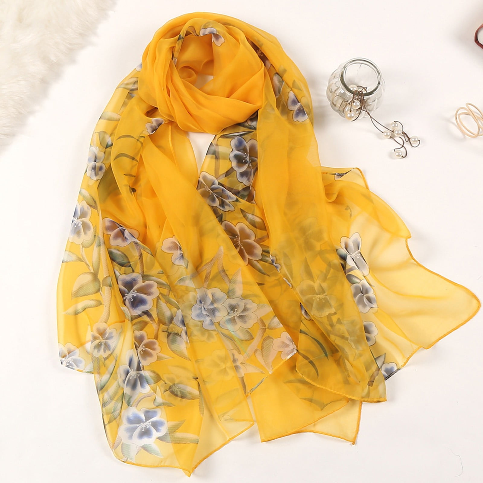 Floral Pattern Chiffon Ladies Womens Square Scarf Shawl Wrap Floral Pattern Chiffon Ladies Womens Square Scarf Shawl Wrap