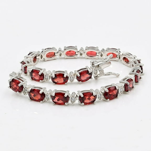 Red Garnet Bracelet, 925 Sterling Silver, Tennis Bracelet, January Birthstone, Garnet Jewelry, Gift For Girlfriend, Gift For Her