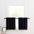 thumbnail image 3 of Cuxi Short Curtain for Kitchen, Cafe Window Treatment, Rod Pocket Small Curtain for Bathroom Rv Cabin, Light Filtering Decorative Panel Set of 2 Black, 3 of 3
