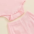 thumbnail image 6 of YDFCWXW Baby Girl Clothes Spring Solid Color Long Sleeve Ribbed Bodysuit Romper Pants Set (Pink, 6-12 Months), 6 of 9