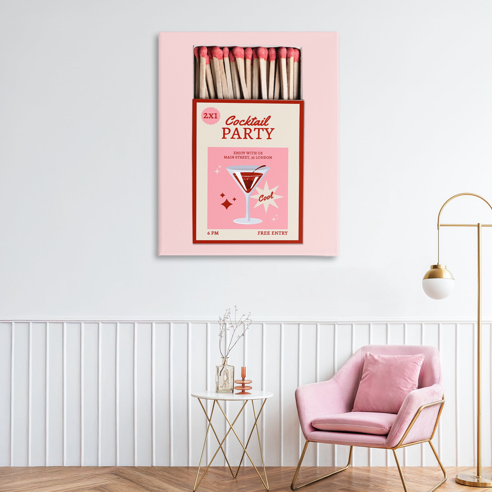 Stupell Industries Cocktail Party Matchbox Canvas Wall Art, design by CAD Designs