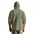 thumbnail image 4 of WTOBBYMen's Linen Hooded Drawstring Cover Up Shirt, UPF Sun Protection Long Sleeve for Beach Fishing Sports & Casual Outdoor Activities with Loose Fit Design,Army Green L, 4 of 5