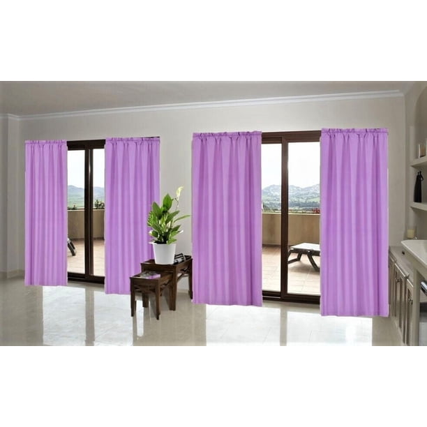 Cortinas R64 color lila sólido, 2 piezas, con respaldo de espuma, aislantes, para ventanas, juego de 2 paneles con bolsillo para varilla y forro, 94 cm de ancho x 160 cm de largo cada uno
