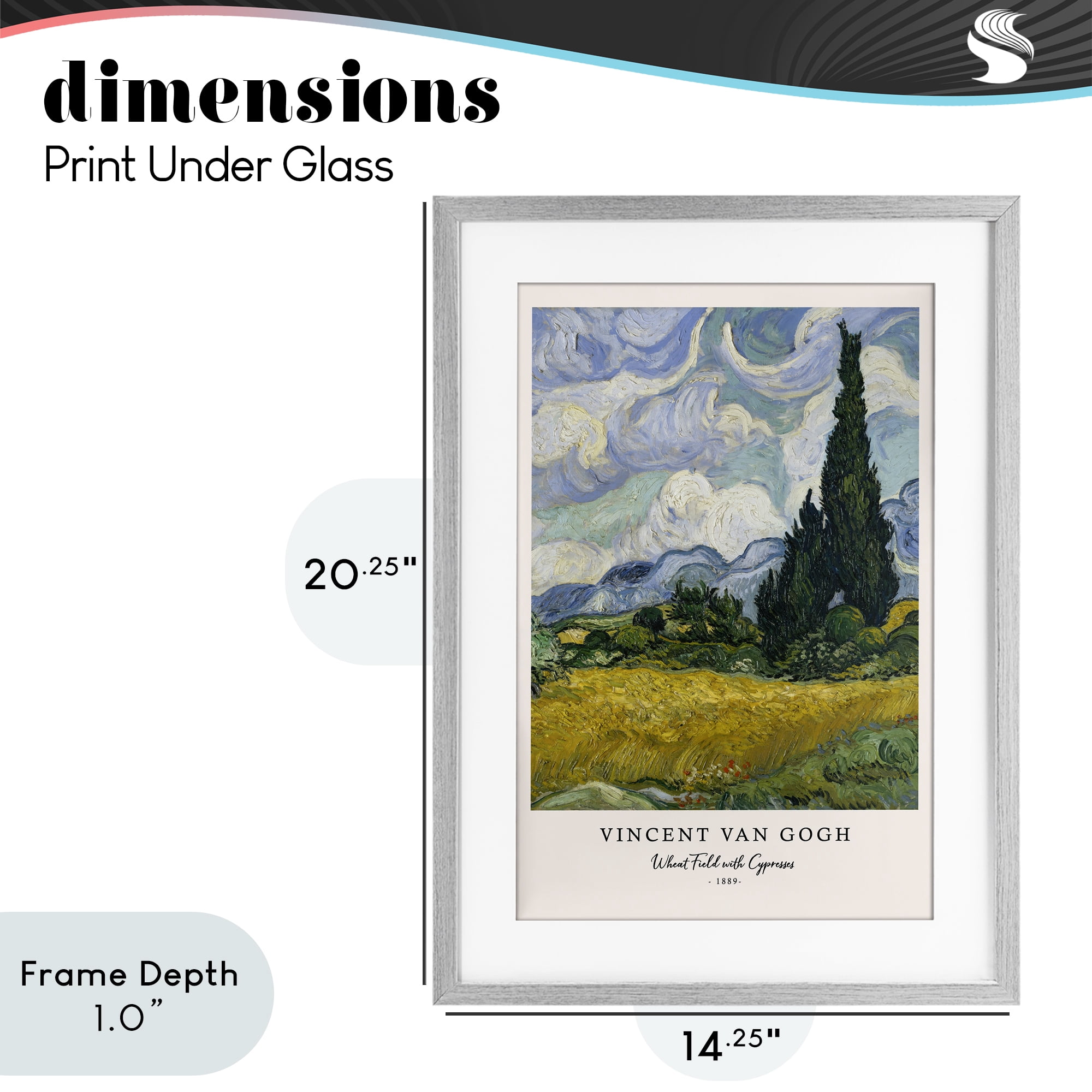 Stupell Industries Classic Wheat Fields with Cypresses Gray Framed Print Under Glass, design by Vintage Hustle
