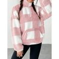 thumbnail image 3 of Under 10 dollars! Womens Fuzzy Fleece Plaid Pullover Quarter Zip Long Sleeve Fluffy Sweatshirts Loose Casual Cozy Warm Coat with Pocket, 3 of 8