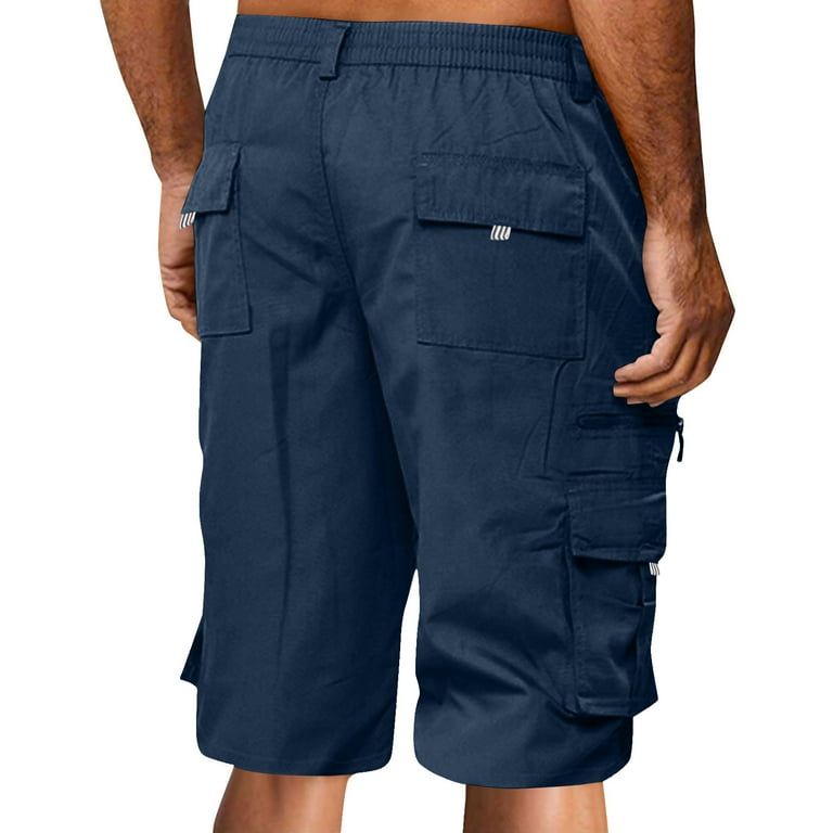 Mlqidk Mens Cargo Shorts Big and Tall Elastic Waist Plus Size