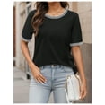 thumbnail image 2 of Am Direct Women's 3/4 Length Sleeve Tops Dressy Casual Crew Neck Loose Trendy Spring Blouses T Shirts, 2 of 6