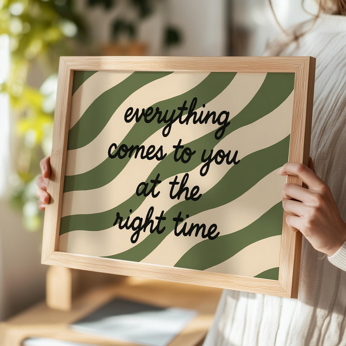 Everything Comes to You Positive Affirmation Mindfulness Decor Unframed Paper Poster 24x36in