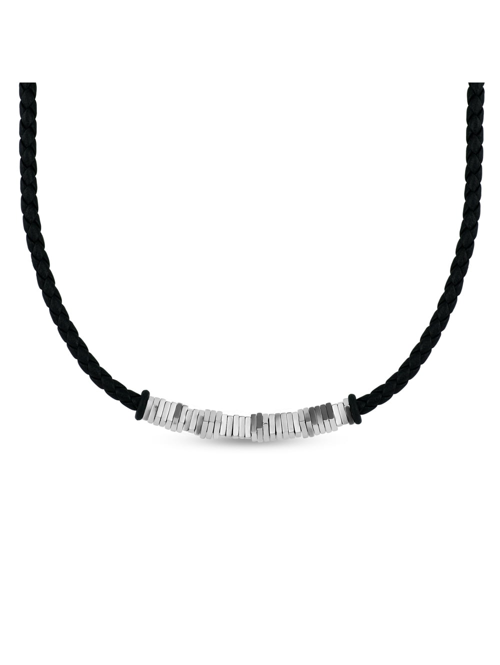 14"~40" 3MM 4MM 5MM Black Top Genuine Leather Cord Stainless Steel Lock Necklace 