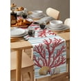 thumbnail image 6 of Red Coral Table Runner 60 Inches, Coastal Shell Summer Beach Stripe Nautical Bed Runner Dresser Scarves Tabletop for Indoor Outdoor Parties/Ceremony/Banquet, 13" x 60", 6 of 8