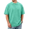 thumbnail image 2 of Oversized Tshirts For Men Vintage Short Sleeve Shirts Acid Wash Basic Tees,Green XL, 2 of 6