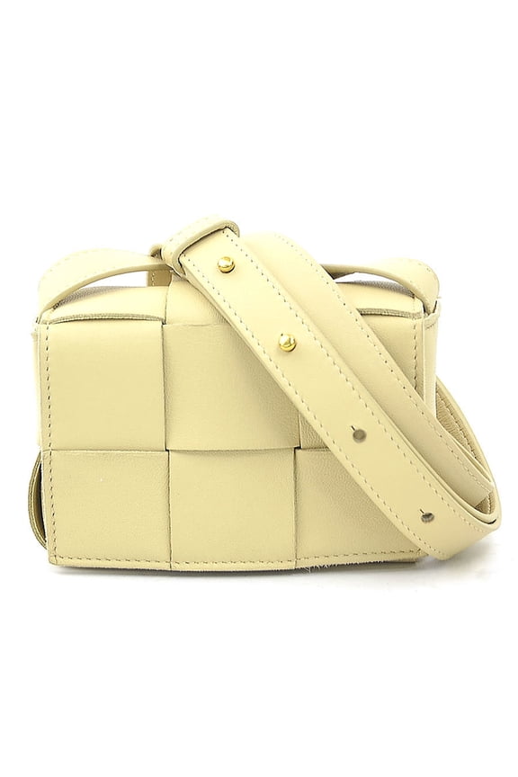 Pre-Owned Bottega Veneta shoulder bag, Candy Cassette design, leather, beige, women's, h32162k