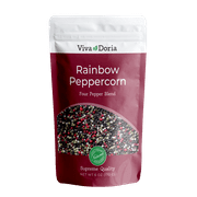 Viva Doria Rainbow Peppercorn - Four Peppercorn Blend, Whole Black, Green, Pink and White Pepper, Steam Sterilized 6 oz, for Grinder Refill