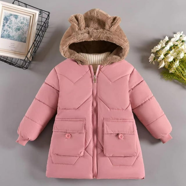 Wancir Girls Winter Coats Heavyweight Waterproof Jacket Mid-Length Fur Hooded Parka