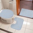 thumbnail image 4 of Blue Striped Bath Mat 3 Piece Bathroom Rug Set, Modern Simple Farmhouse Beige Vintage Non Slip Bath Rug Contour Mat and Toilet Lid Cover, Absorbent Shower Mats Soft Bath Rugs and Mats Sets, 4 of 8