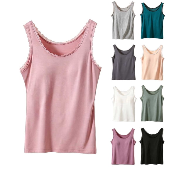 Aboser Tank Tops with Built in Bras for Women Plus Size Padded Shirts Soft Sleeveless Basic Tees Summer Seamless Layering Shirt Y2K Preppy Clothes