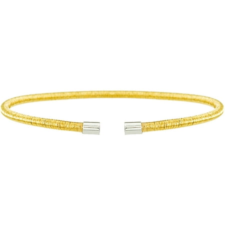Lesa Michele Gold-Tone Wrapped Wire Design Open Cuff Bangle in Gold over Sterling Silver