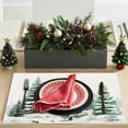 thumbnail image 2 of mubwai Winter Snowy Forest Placemats Set of 4, 12x18 Inch Merry Christmas Pine Trees Snowflakes Xmas Kitchen Dinning Table Mats Washable Place Mats for Indoor Outdoor Home Party Decor, 2 of 6