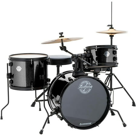 - Ludwig LC178X016 Questlove Pocket Kit 4-piece Drum Set - Black Sparkle