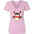 thumbnail image 3 of Inktastic Penguin Xmas Women's V-Neck T-Shirt, 3 of 5
