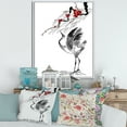 thumbnail image 2 of Designart 'Red Flowers With Japanese Cranes Bird Drawing' Traditional Framed Canvas Wall Art Print, 2 of 5
