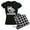 With Checker Pant, variant on - Megashark Giant Octopus Battle Women's Dark Pajama - Women's Short Sleeve Print T-Shirt and Pants Dark Cotton Pajama Set
