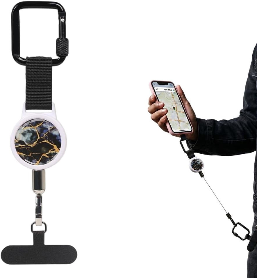 Retractable Phone Lanyard - Anti-Theft Tether with 360° Swivel Carabiner for Hiking Skiing Cycling