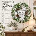 thumbnail image 5 of 24 Inch  Christmas Wreath with “Let It Snow” Wooden Sign, Snow-Flocked Greenery, White Flowers, Berries and Pine Cones, Winter Holiday Front Door Decor, 5 of 8