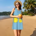 thumbnail image 3 of Easygdp Cute Ducky para Vestido Transpirable de Mujer, Vestido Suelto de Manga Corta con Pliegues y Bolsillos para el Verano, 3 of 7