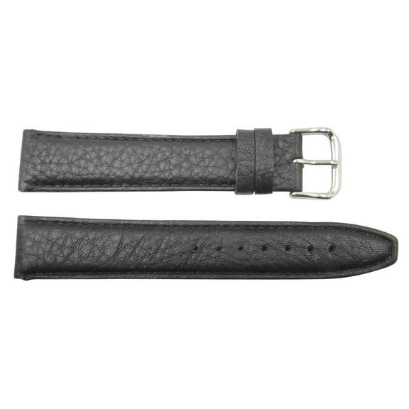 22mm Black Genuine Textured Leather Replacement Watch Band